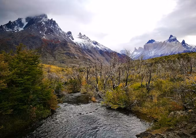 Craggy mountaintops seen from the French Valley, Torres del Paine, Patagonia, Chile