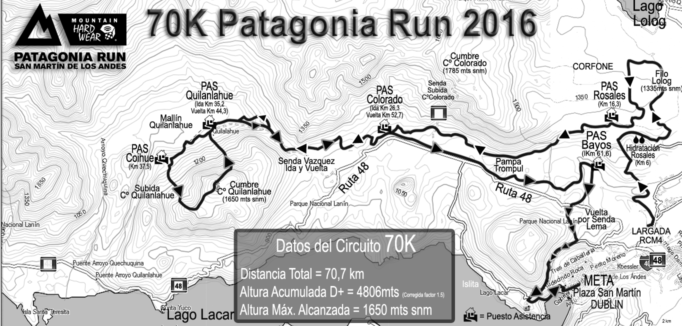 Patagonia Run 70k map