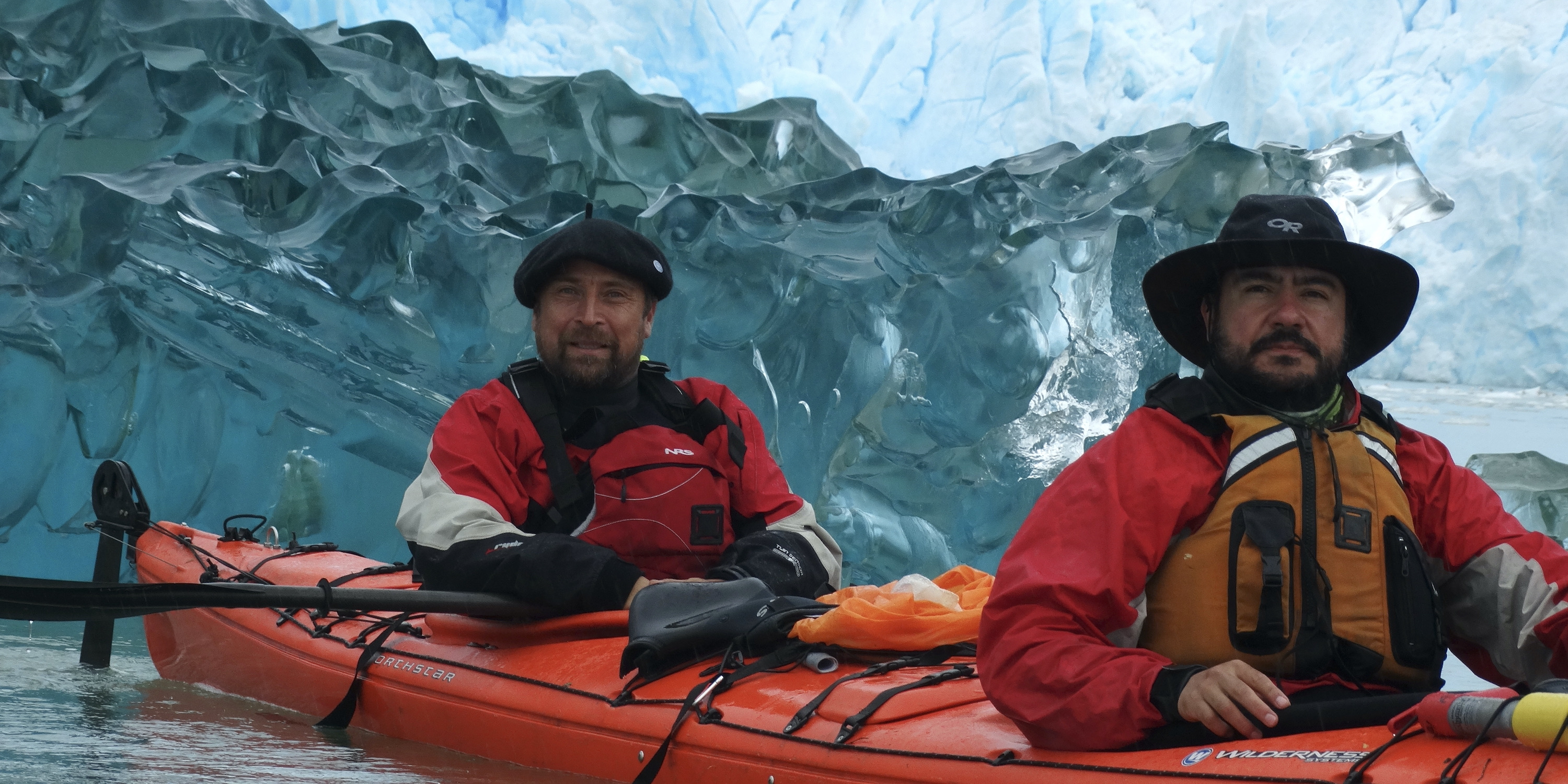 Kayak at the ice of San Rafael Glacier