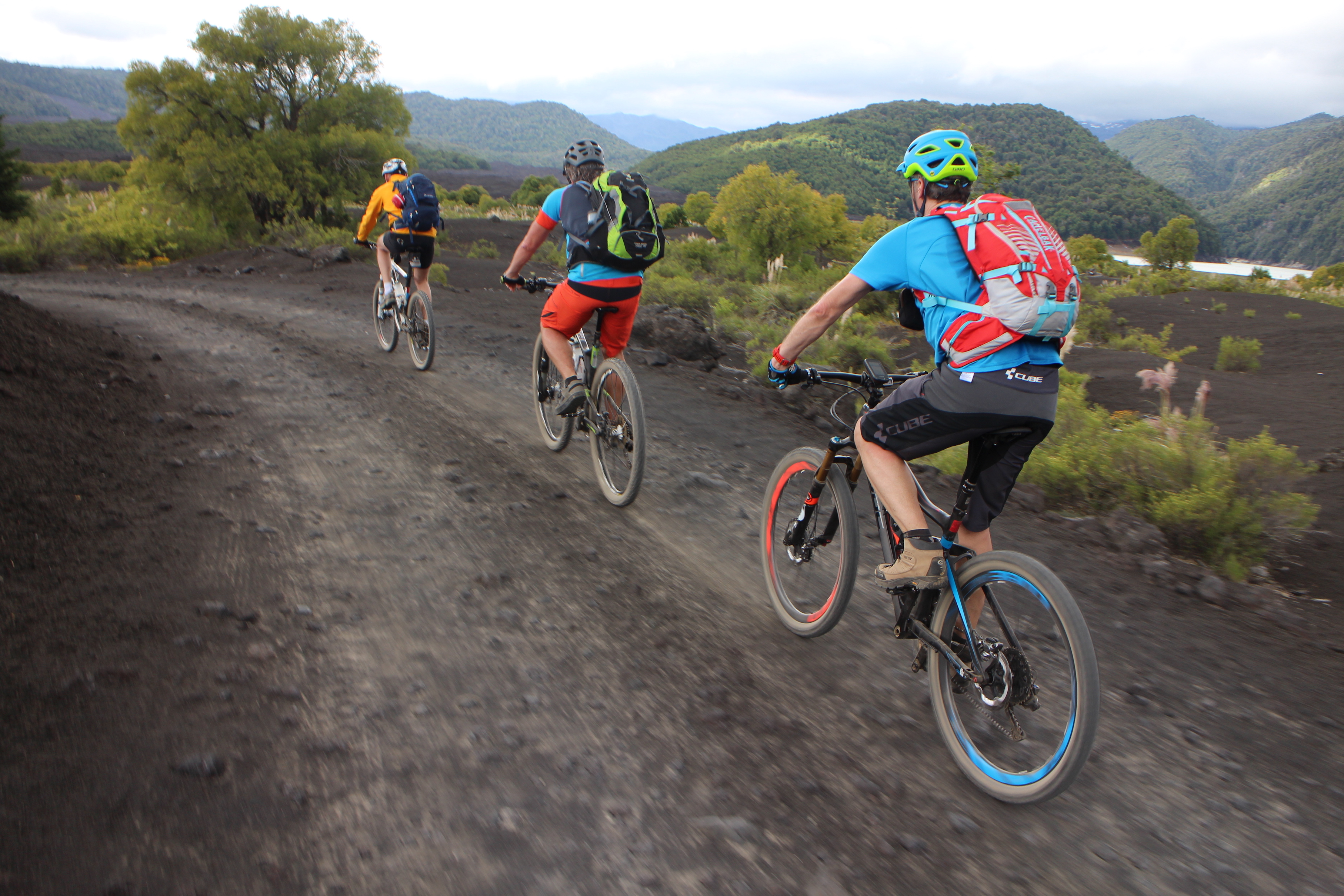Mountain biking in Chile's Lake and Volcano District, around Villarrica, Patagonia, Chile