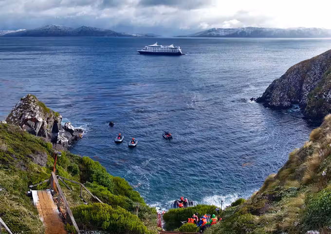 Zodiac landing at Cape Horn, Tierra del Fuego, Chile