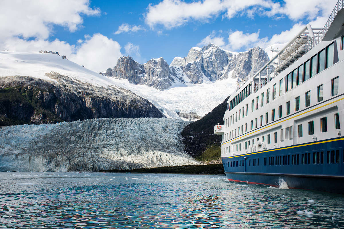 The ship at the Pia Glacier, Chile