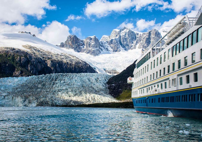 The ship at the Pia Glacier, Chile