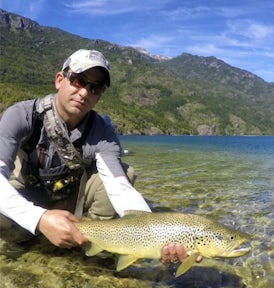 Fly-fishing on Río Puelo, Tagua Tagua, Chilean Lake District, Chile