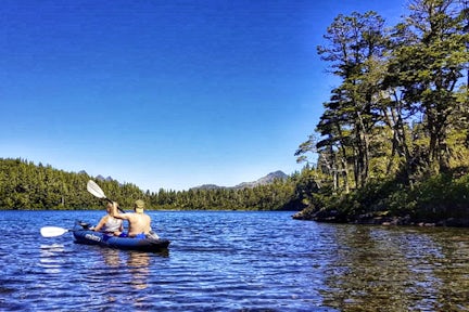 Kayaking on Lago Inexplorado, Chilean Lake District, Chile