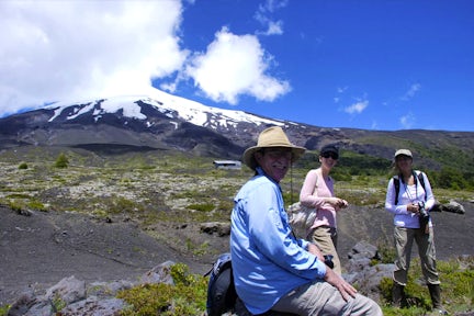 Resting up while hiking near Osorno Volcano, Chile