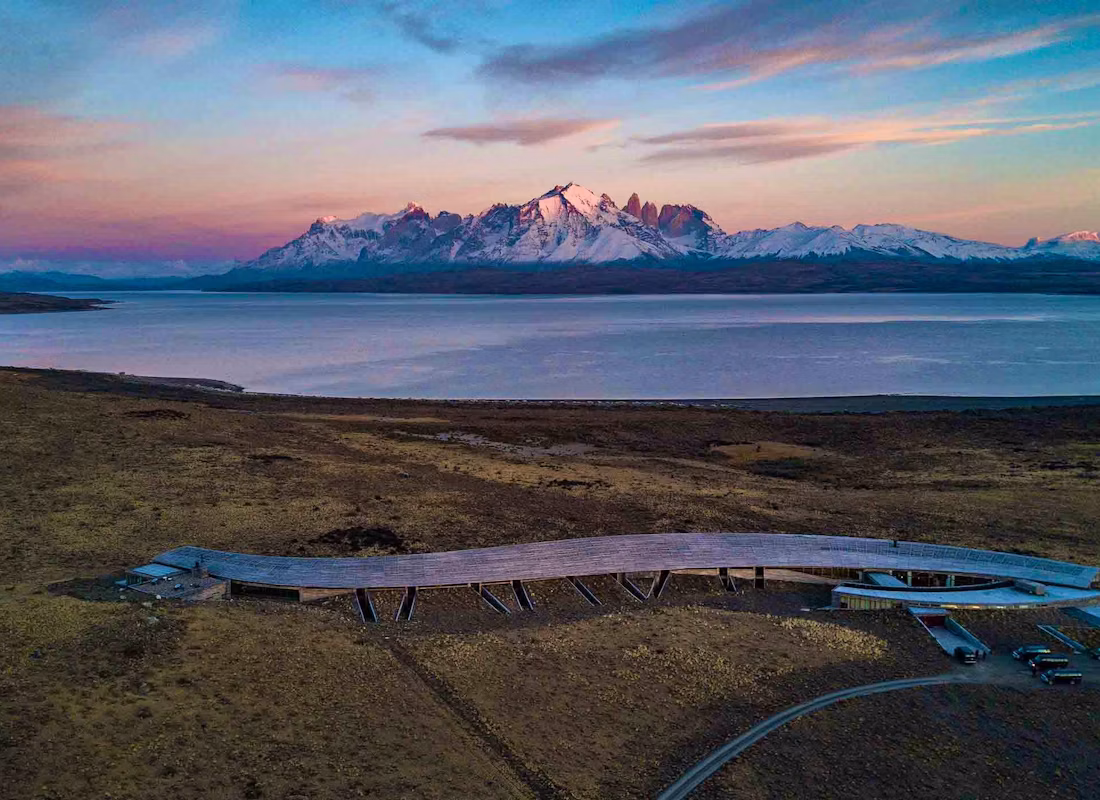 Lodge overlooking the mountains of Torres del Paine