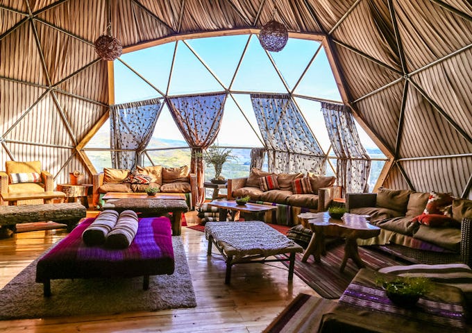 Bar dome at EcoCamp Patagonia, Torres del Paine, Patagonia, Chile