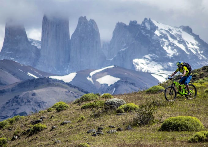 Mountain biking in Torres del Paine, Patagonia, Chile