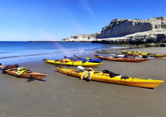 Ready for kayaking from Puerto Pirámides, Peninsula Valdés, Argentina