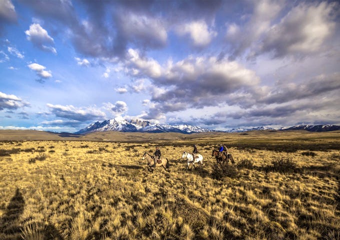 Riding at Tercera Barranca, Torres del Paine, Chile