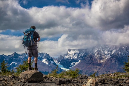 Hiker in the Zapata Valley in Torres del Paine