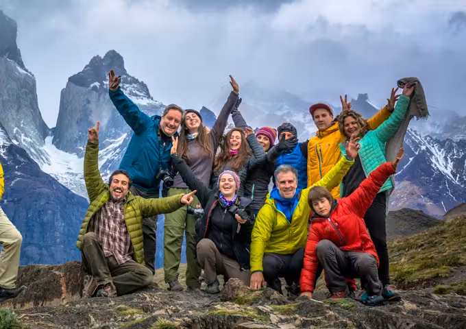 Hiking group on the W Trek