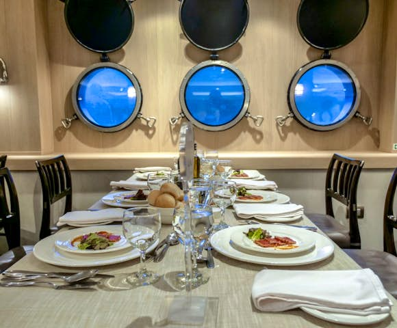 Dining Room on Ventus Australis Patagonian cruise ship, Patagonia