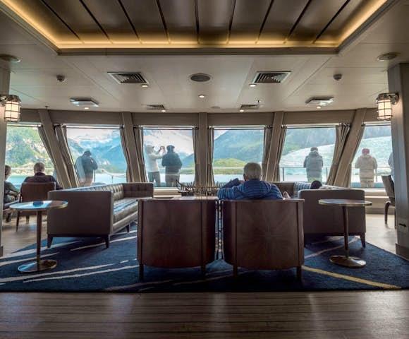 Lounge on Ventus Australis Patagonian cruise ship, Patagonia