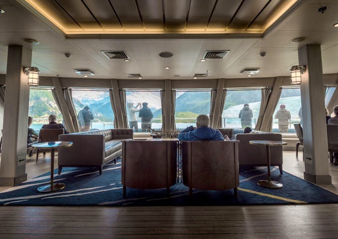 Lounge on Ventus Australis Patagonian cruise ship, Patagonia