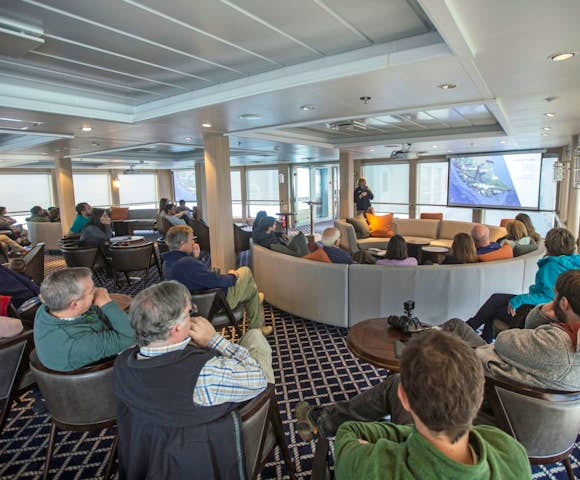 Lecture theatre on Ventus Australis Patagonian cruise ship, Patagonia