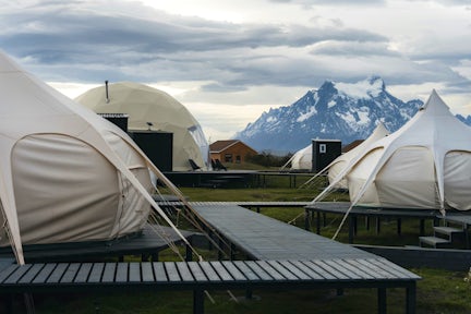 Glamping tents at Serrano riverside camp