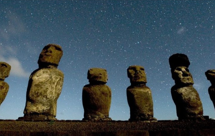Moai at night, Rapa Nui