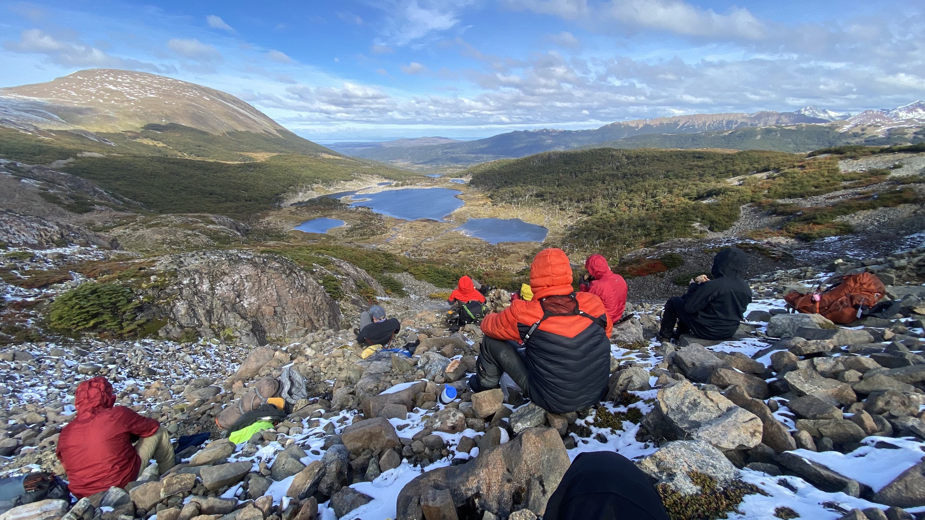 Rest stop with a view on the trail, Dientes de Navarino trek
