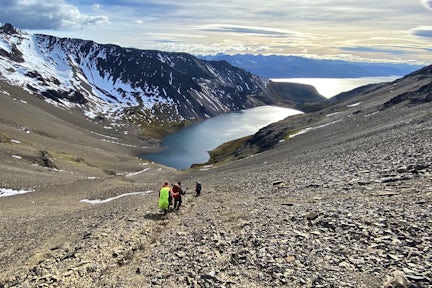 Descending to Laguna Guanaco on the Dientes de Navarino trek