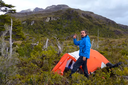 Wild camping near the fjords of Chilean Patagonia