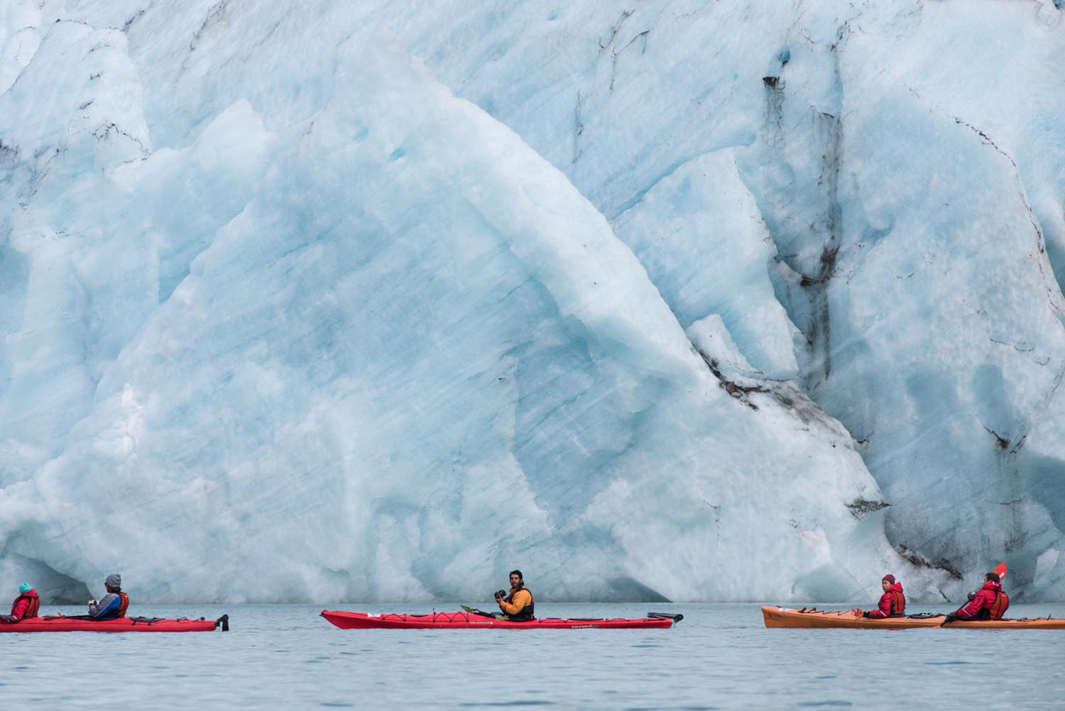 Kayaking near the ice, Serrano Glacier, Patagonia, Chile