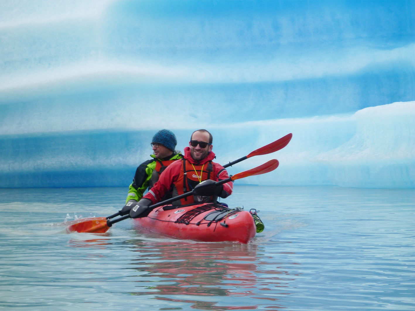 Kayaking near the ice, Serrano Glacier, Patagonia, Chile