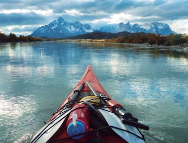Serrano River with views of the Paine massif, Torres del Paine, Patagonia, Chile