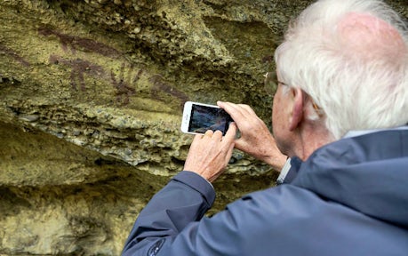 Ancient pictographs, Torres del Paine, Patagonia, Chile