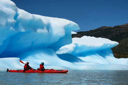Kayakaing on Lago Grey in Torres del Paine