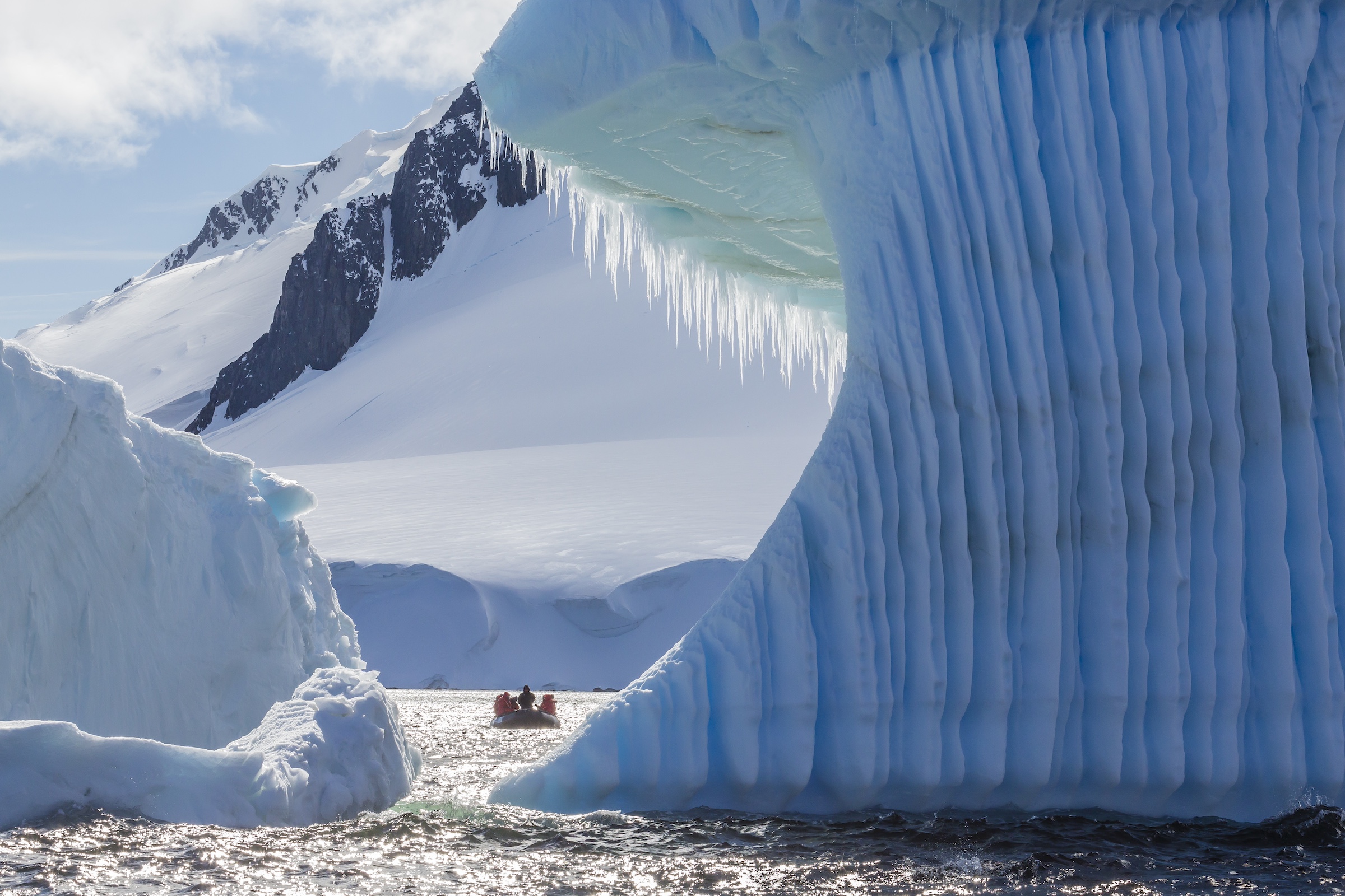 Take in towering icebergs