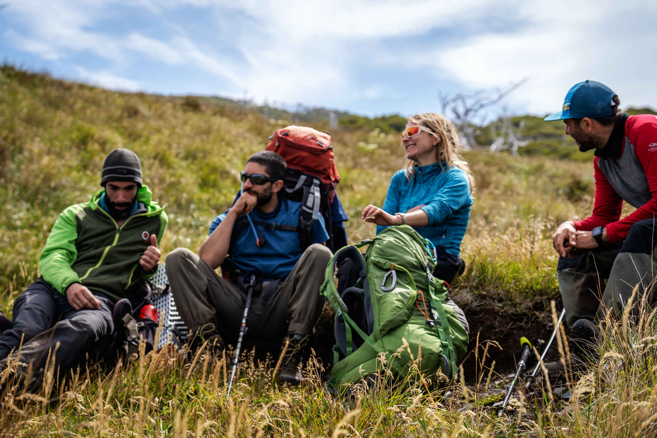 Resting on the trekking adventure, Mitre Peninsula, Tierra del Fuego