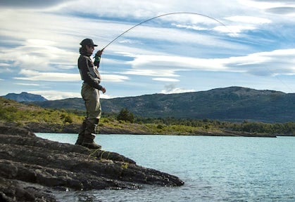 Fishing at Lake Toro, Torres del Paine, Patagonia