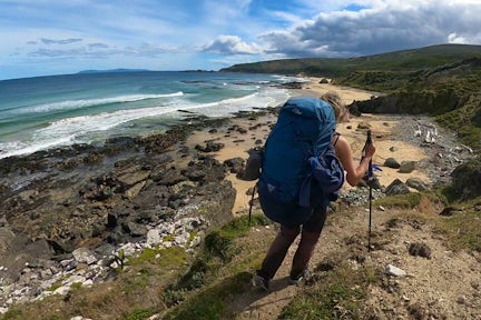 Hiking to Playa Dorada on the Mitre Peninsula trek in Tierra del Fuego