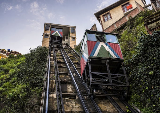 Travel by vintage funicular in Valparaíso