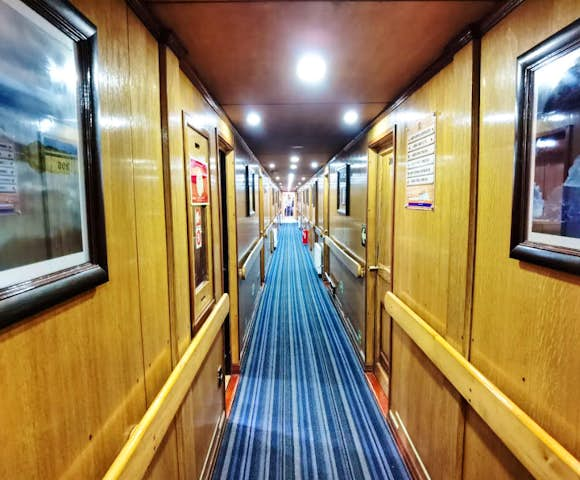 Athos deck corridor on the Skorpios II, Patagonia, Chile