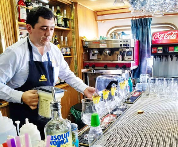 The open bar on Skorpios II, Patagonia, Chile