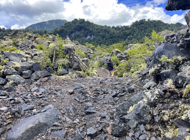 Hiking through the lava field, Futangue, Patagonia, Chile