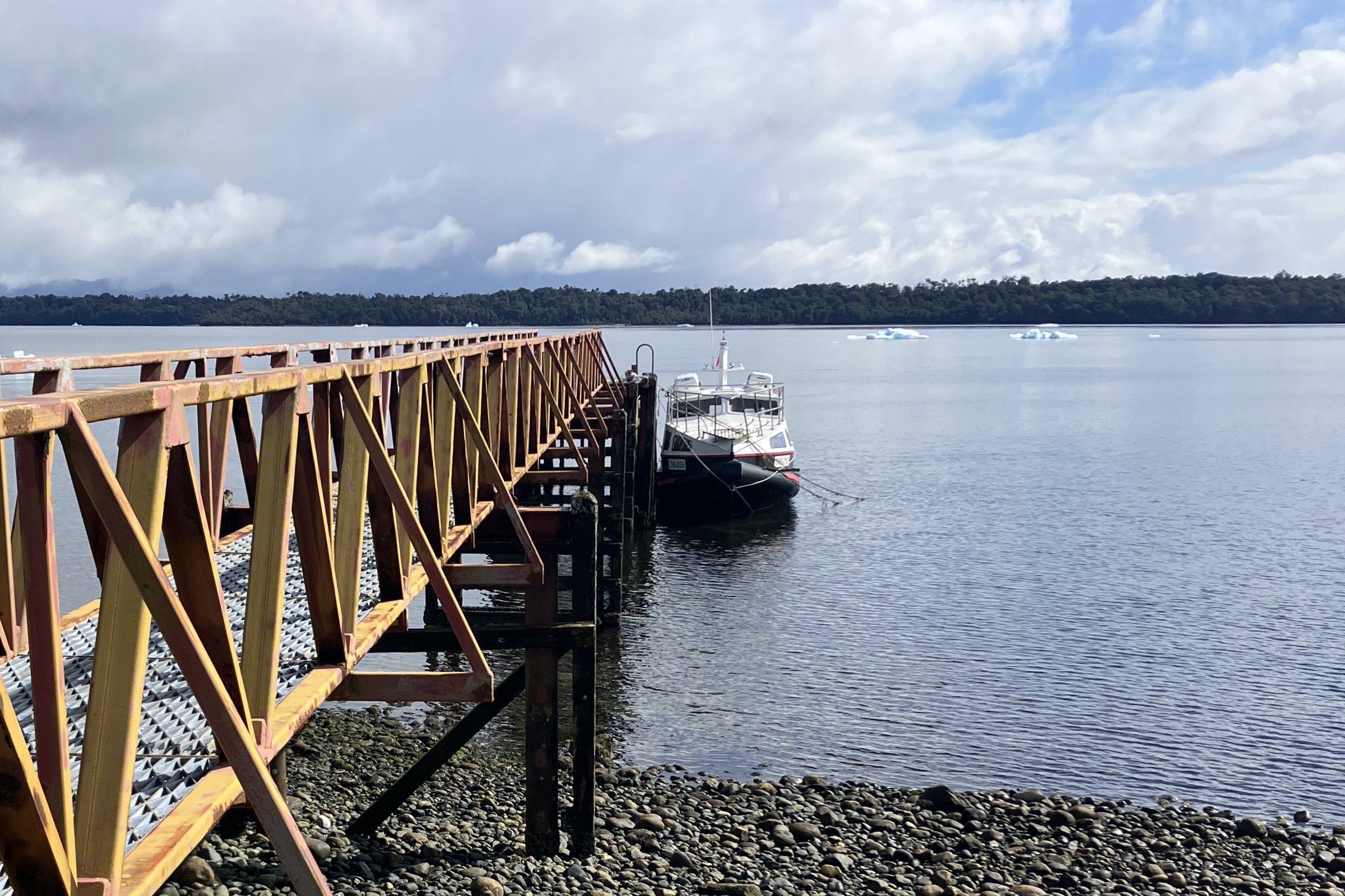 Pier for boats to San Rafael glacier in Aysen