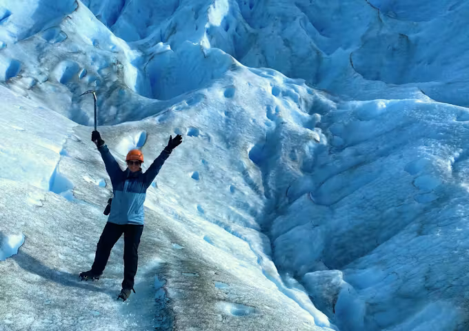 Ice hiking on the rough surface of Perito Moreno glacier