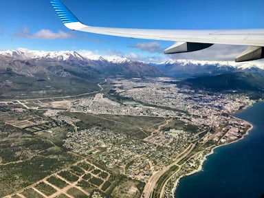 View of Bariloche in Argentina's Lake District from the air