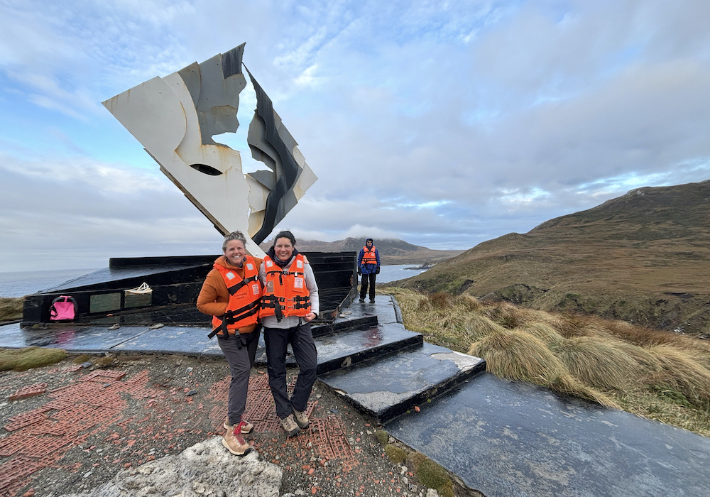 Tourists at the Cape Horn Monument
