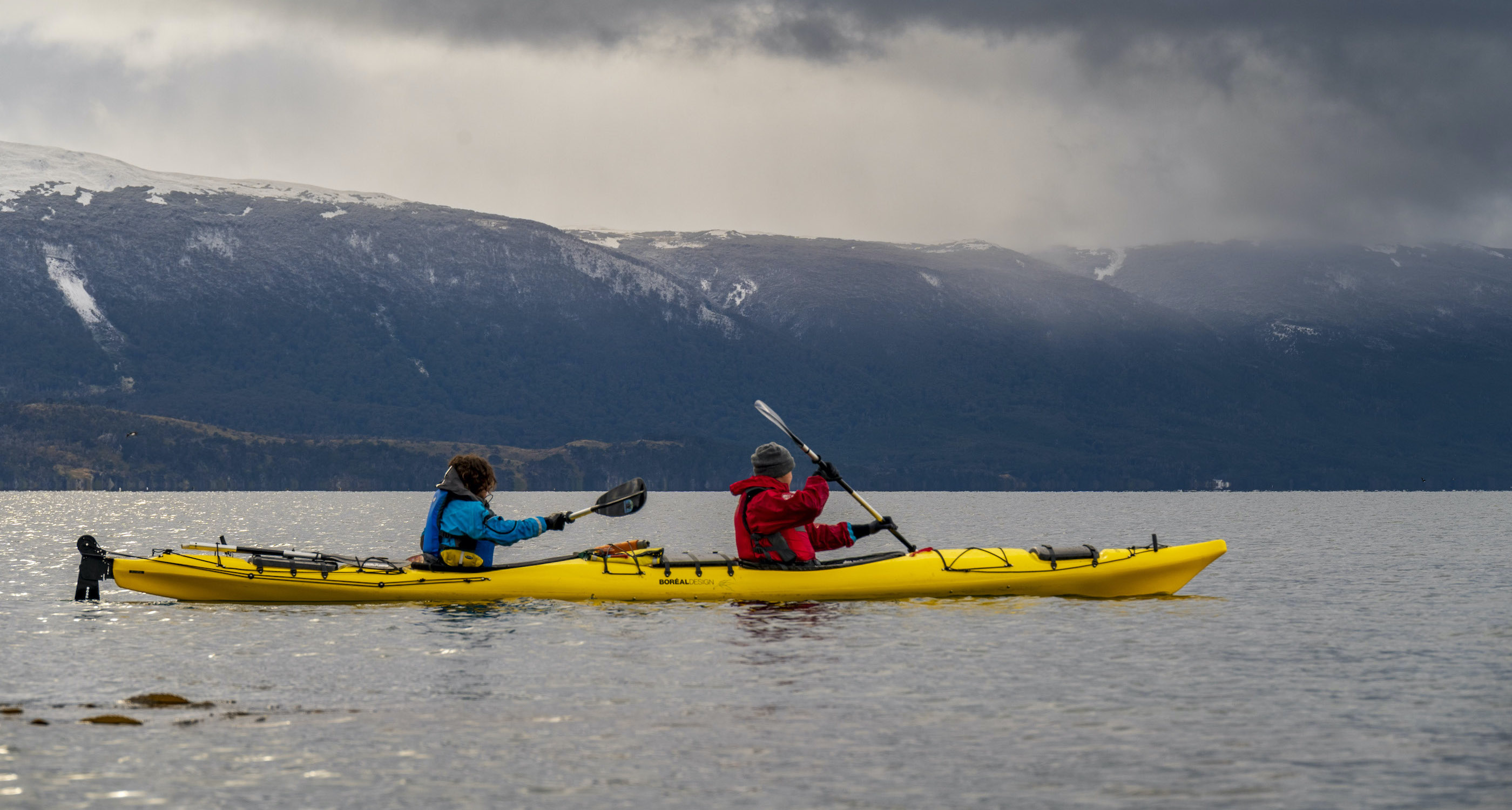 Kayaking on the edge of the Beagle Channel on Navarino Island