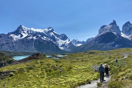 Summer hiking past the Cuernos in Torres del Paine