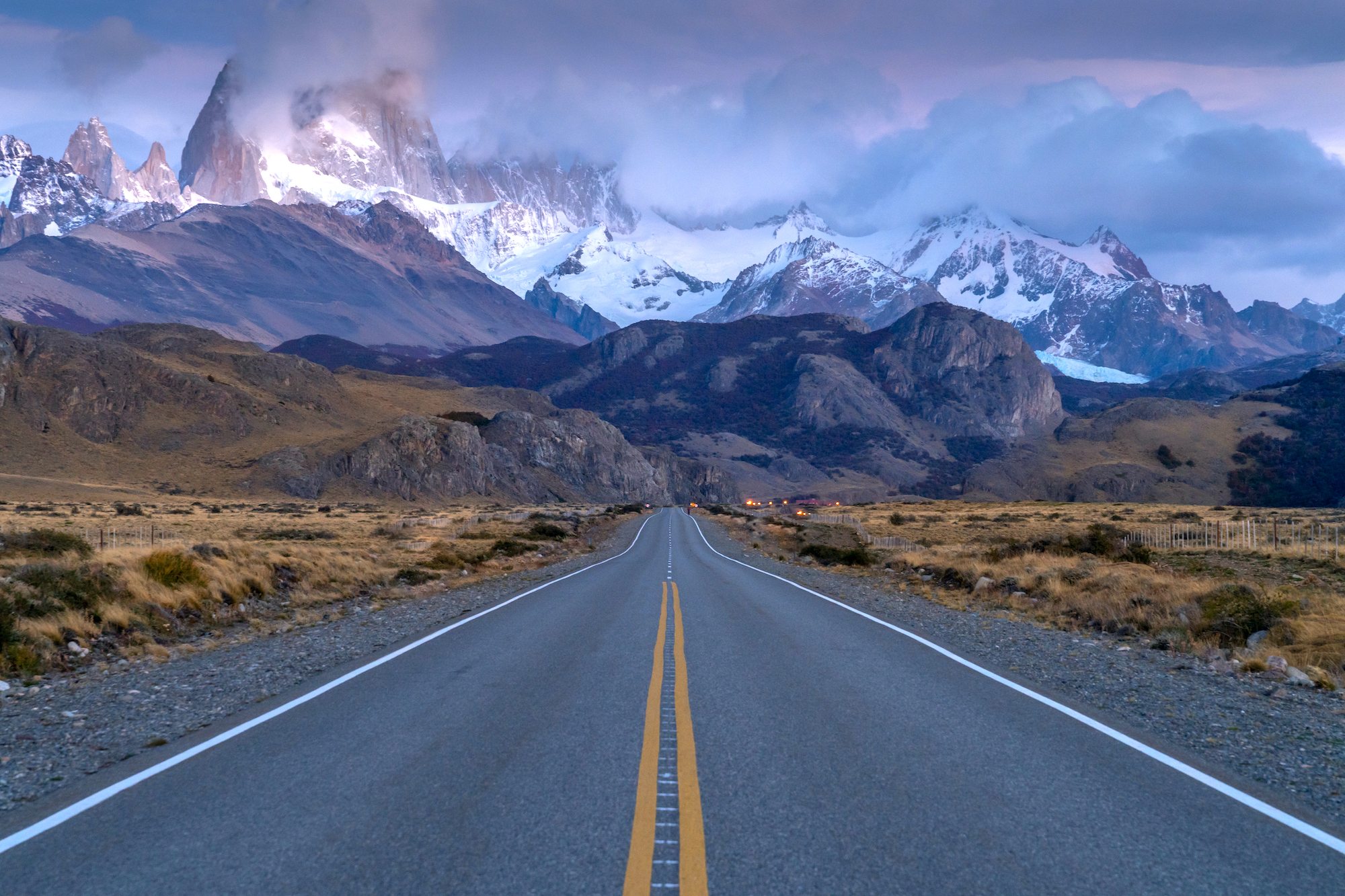 The FitzRoy massif overlooking the road from El Calafate to El Chaltén