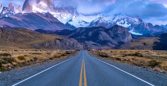 The FitzRoy massif overlooking the road from El Calafate to El Chaltén