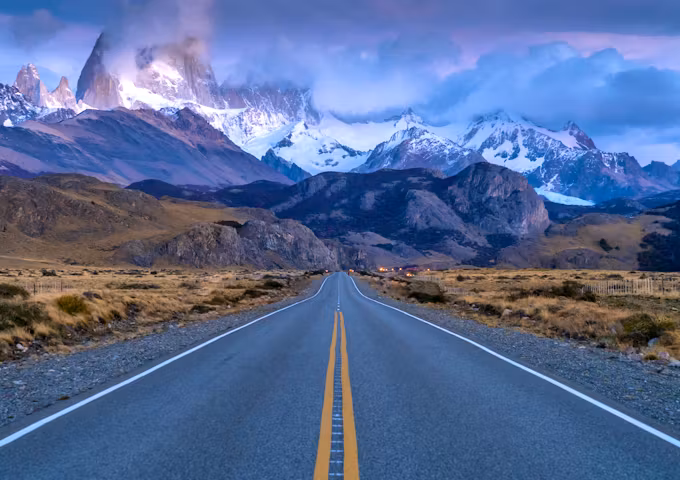 The FitzRoy massif overlooking the road from El Calafate to El Chaltén
