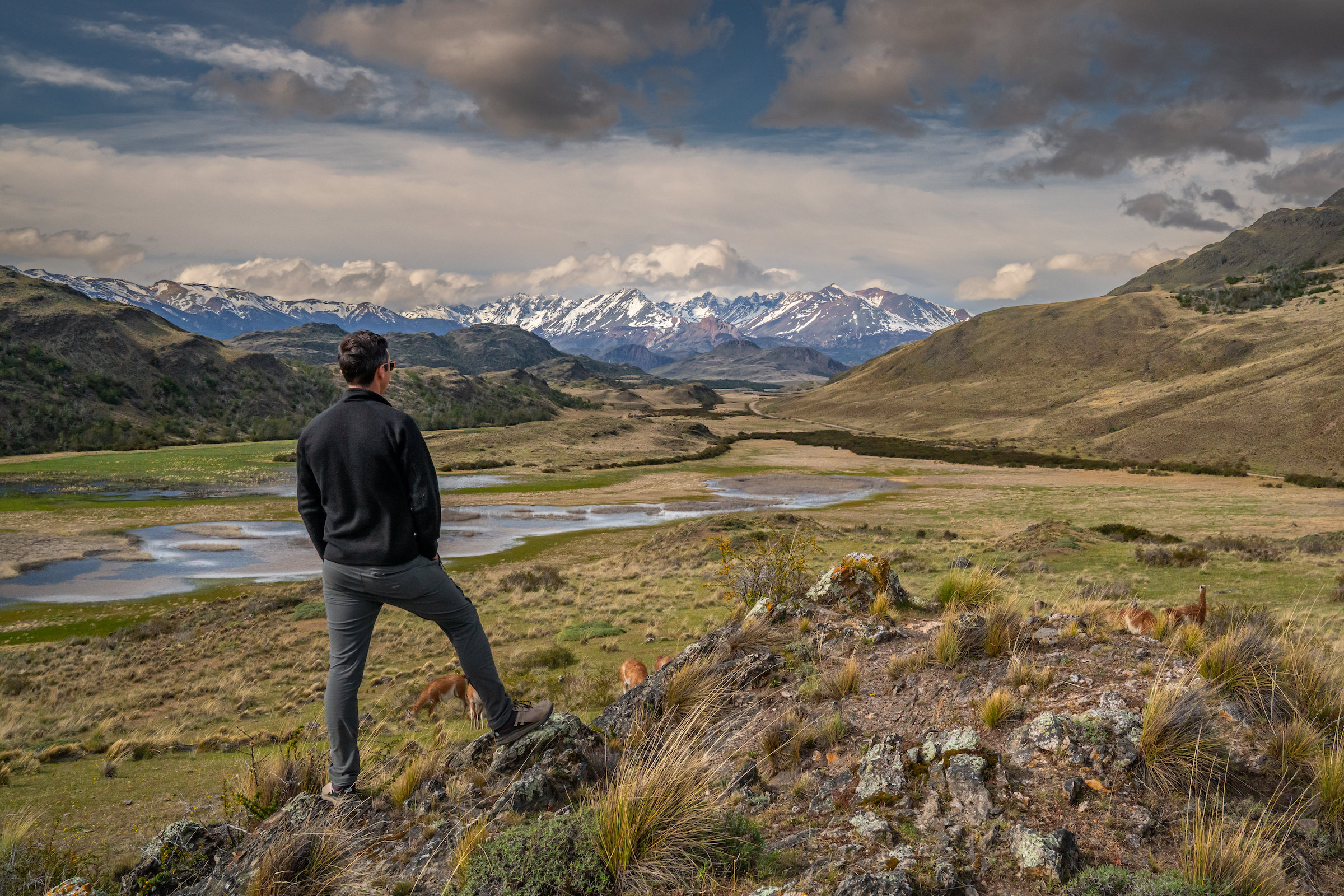 Panorama view of mountains in Patagonia National Park in Aysen, Chile