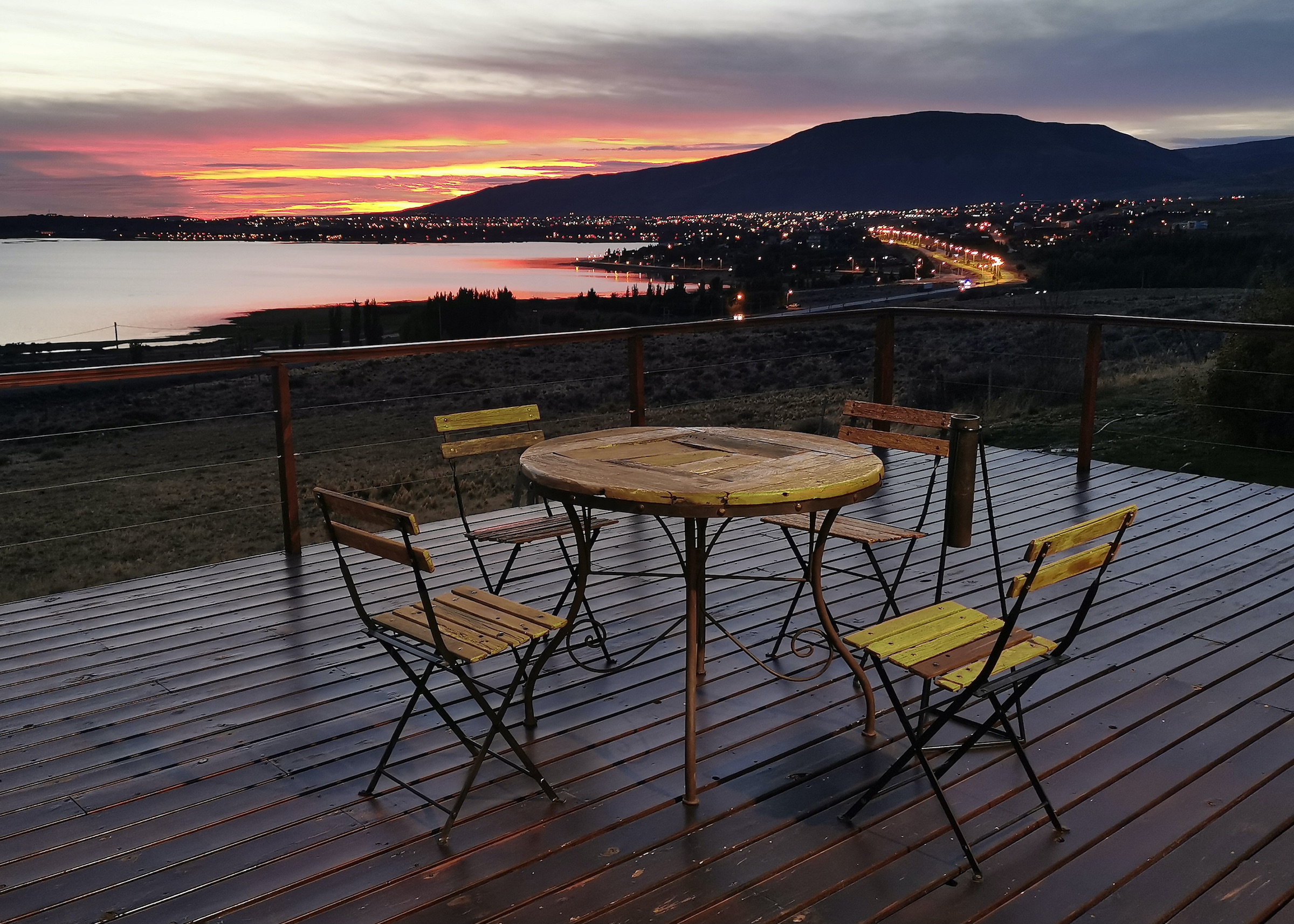 Sunset view of El Calafate and Lago Argentina